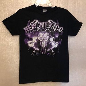 New Mexico cattle skull & lightning black and purple t-shirt size small